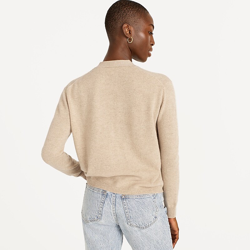 Hthr Stone J.Crew Cashmere patch-pocket cardigan sweater | J.Crew Factory | LBETN4925