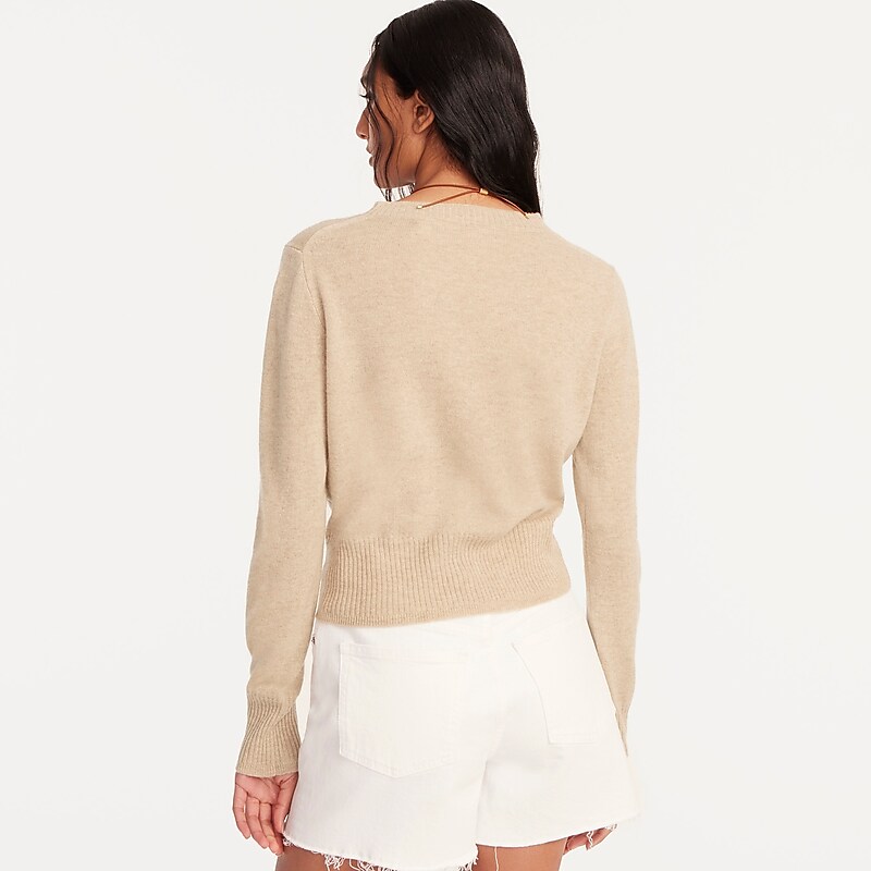 Hthr Stone J.Crew Cashmere shrunken crewneck sweater | J.Crew Factory | YMEHX5382