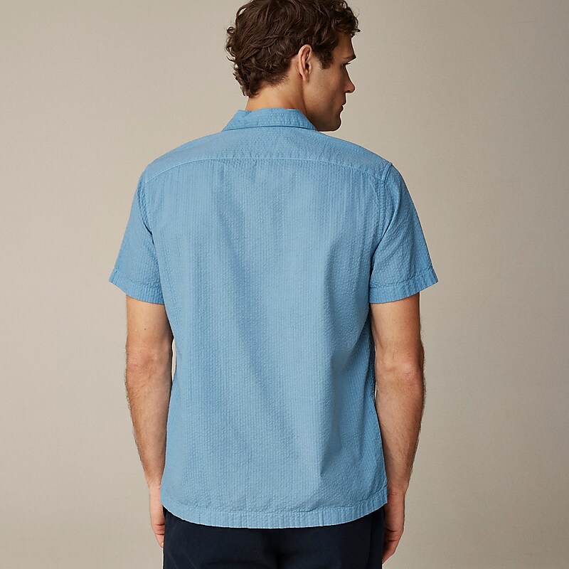 Icy Pool J.Crew Short-sleeve garment-dyed seersucker camp-collar shirt | J.Crew Factory | WISLF4173