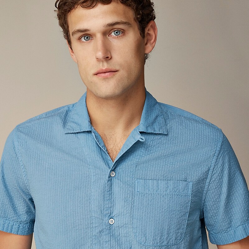 Icy Pool J.Crew Short-sleeve garment-dyed seersucker camp-collar shirt | J.Crew Factory | WISLF4173