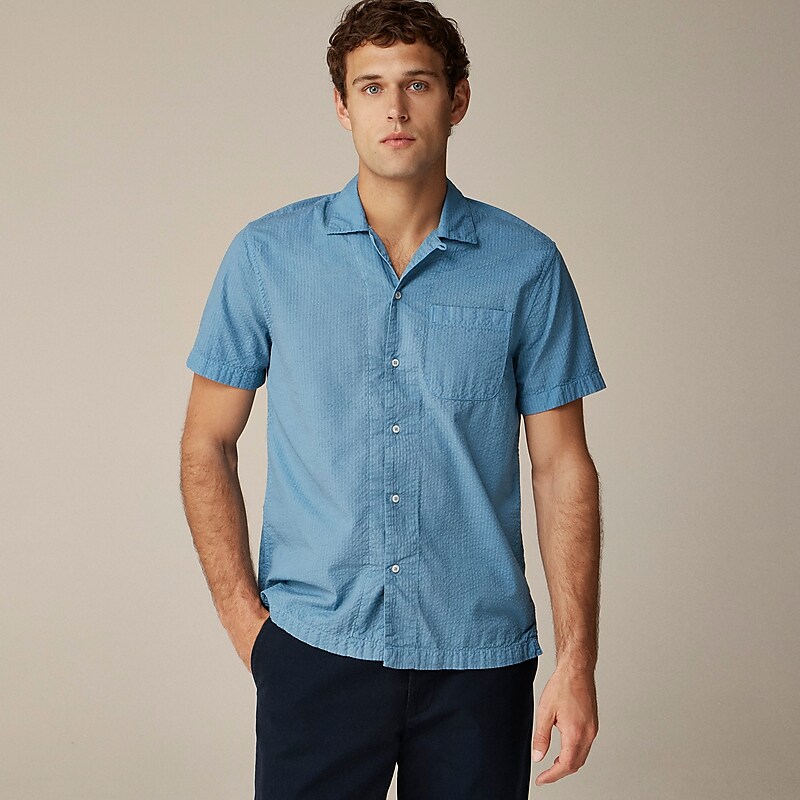 Icy Pool J.Crew Short-sleeve garment-dyed seersucker camp-collar shirt | J.Crew Factory | WISLF4173