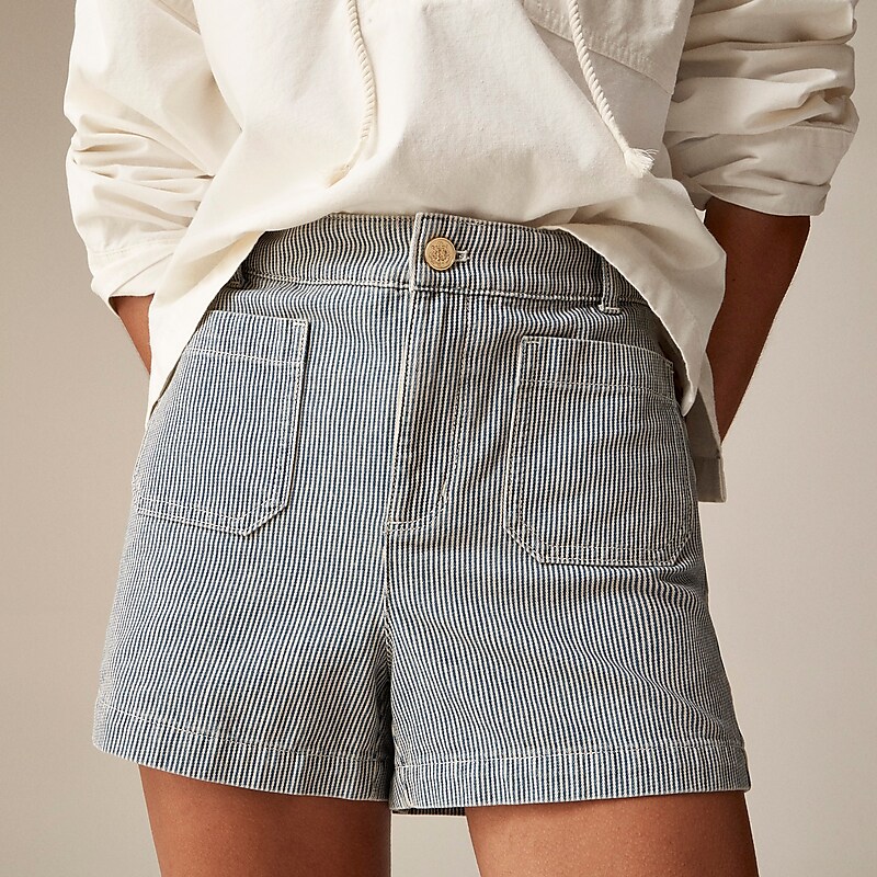 Indigo Natural Stripes J.Crew Patch-pocket denim short in stripe | J.Crew Factory | RADKG5083