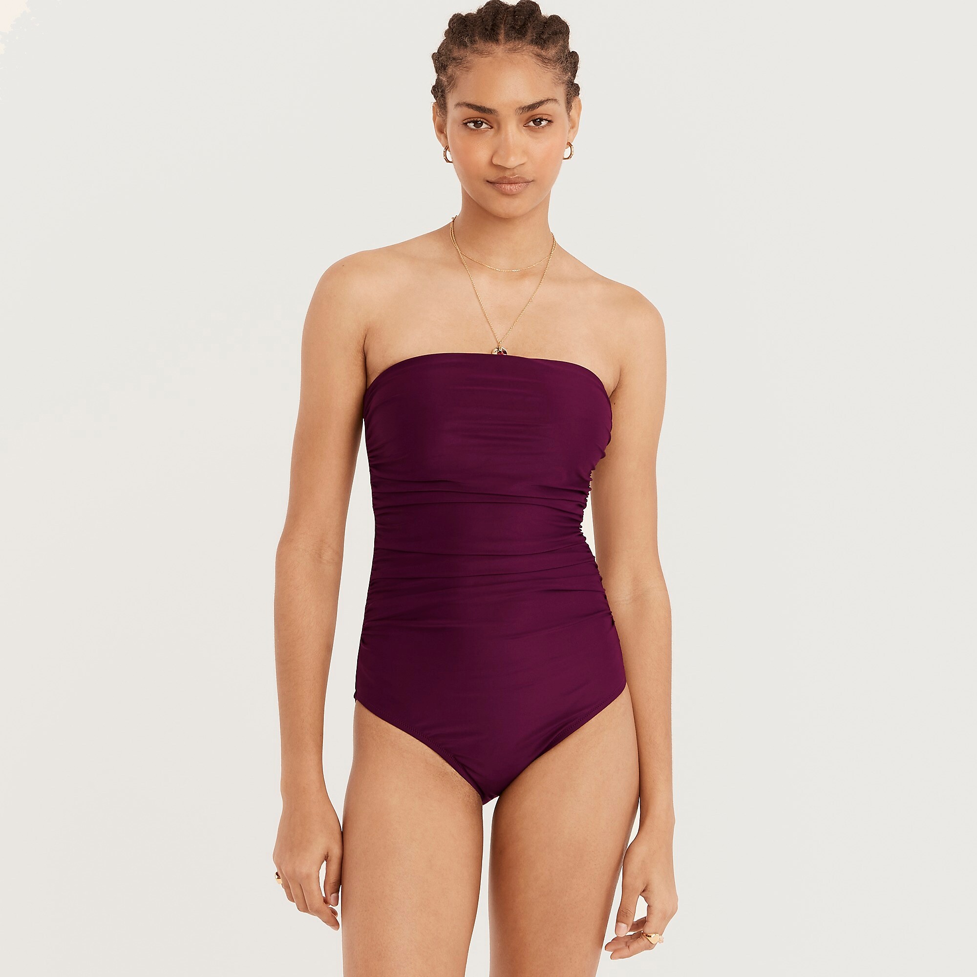 Iris J.Crew Ruched bandeau one-piece swimsuit | J.Crew Factory | MIRKE7935