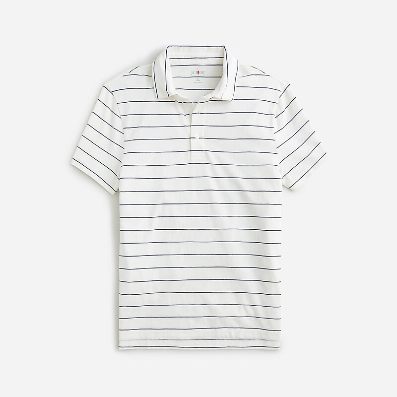 Ivory Blue Thread Strip J.Crew Sueded cotton polo shirt | J.Crew Factory | SUYVA7293