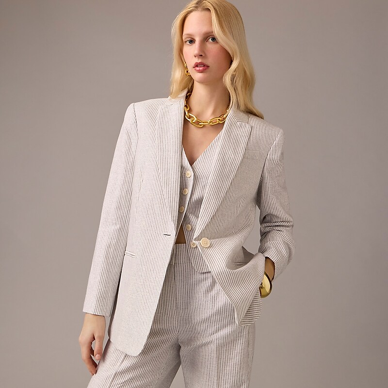 Ivory Grey Lurex J.Crew Collection tuxedo blazer in Italian linen blend with Lurex® metallic threads | J.Crew Factory | WJCGO8502