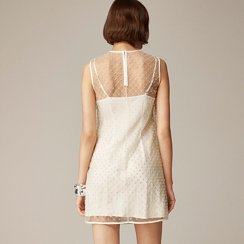 Ivory J.Crew Anna October© X J.Crew layered mini dress in textured satin and tulle | J.Crew Factory | PVBEF2561