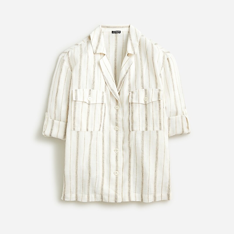 Ivory J.Crew Camp-collar shirt in featherweight linen blend | J.Crew Factory | SJGWY2684