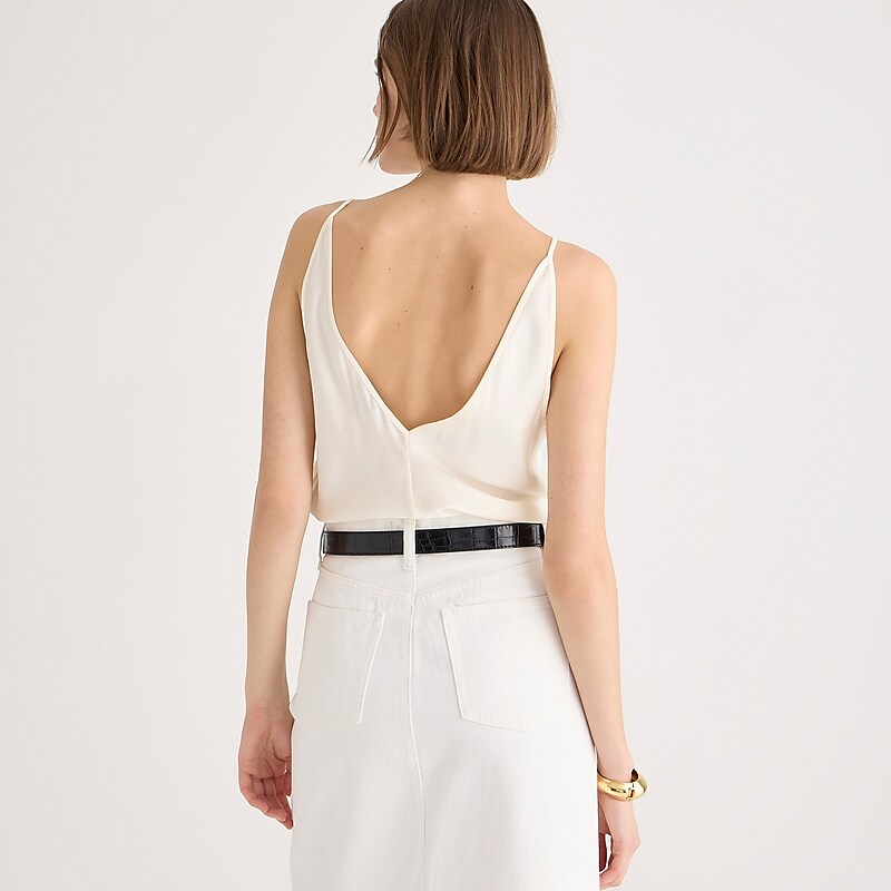 Ivory J.Crew Carrie V-neck camisole in silk | J.Crew Factory | UBYNV5476