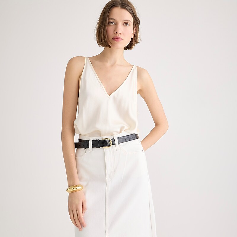 Ivory J.Crew Carrie V-neck camisole in silk | J.Crew Factory | UBYNV5476