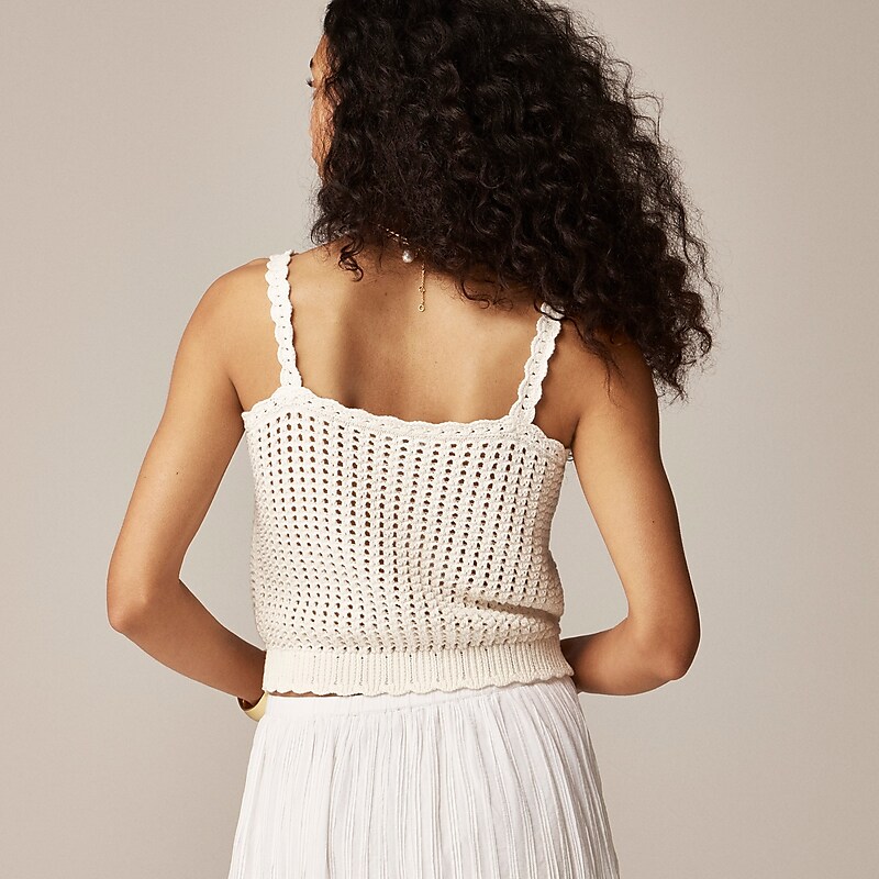 Ivory J.Crew Crochet button-up sweater-tank | J.Crew Factory | YLWQD0897