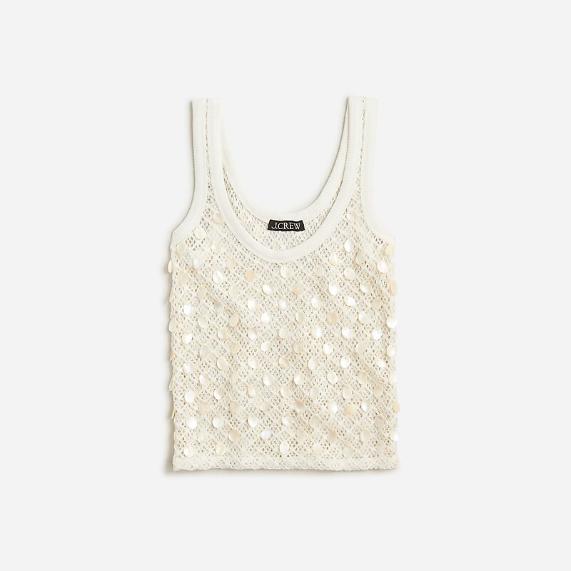 Ivory J.Crew Crochet shell-embroidered tank top | J.Crew Factory | URHYC2974