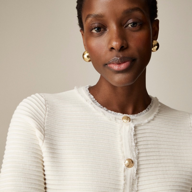 Ivory J.Crew Emilie sweater lady jacket in textured cotton blend | J.Crew Factory | WVHBE3280