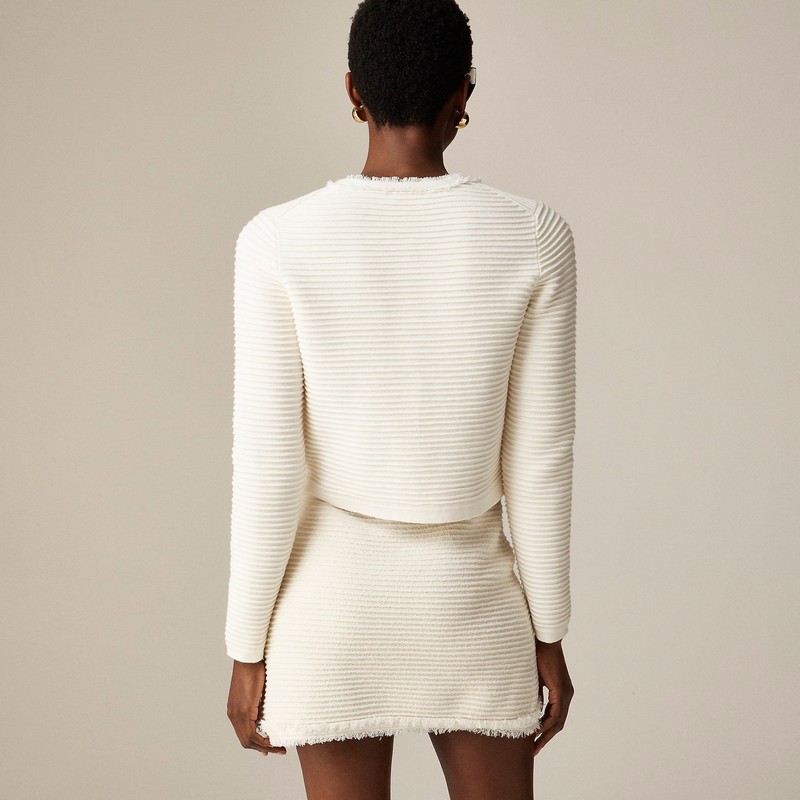 Ivory J.Crew Emilie sweater lady jacket in textured cotton blend | J.Crew Factory | WVHBE3280