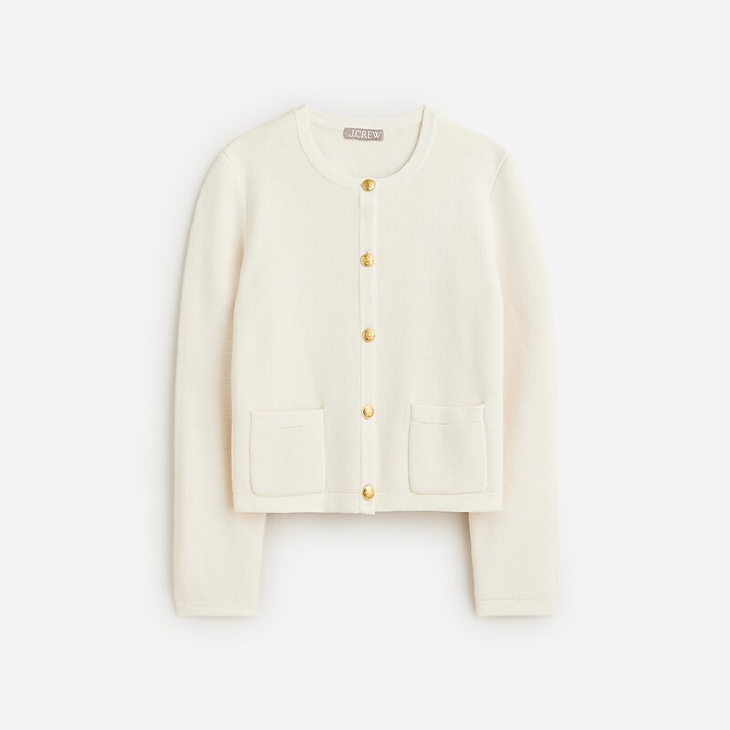 Ivory J.Crew Emilie sweater lady jacket with contrast trim | J.Crew Factory | ZQISF6437