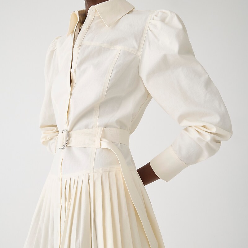 Ivory J.Crew Fit-and-flare shirtdress in lightweight oxford | J.Crew Factory | GRKML0643