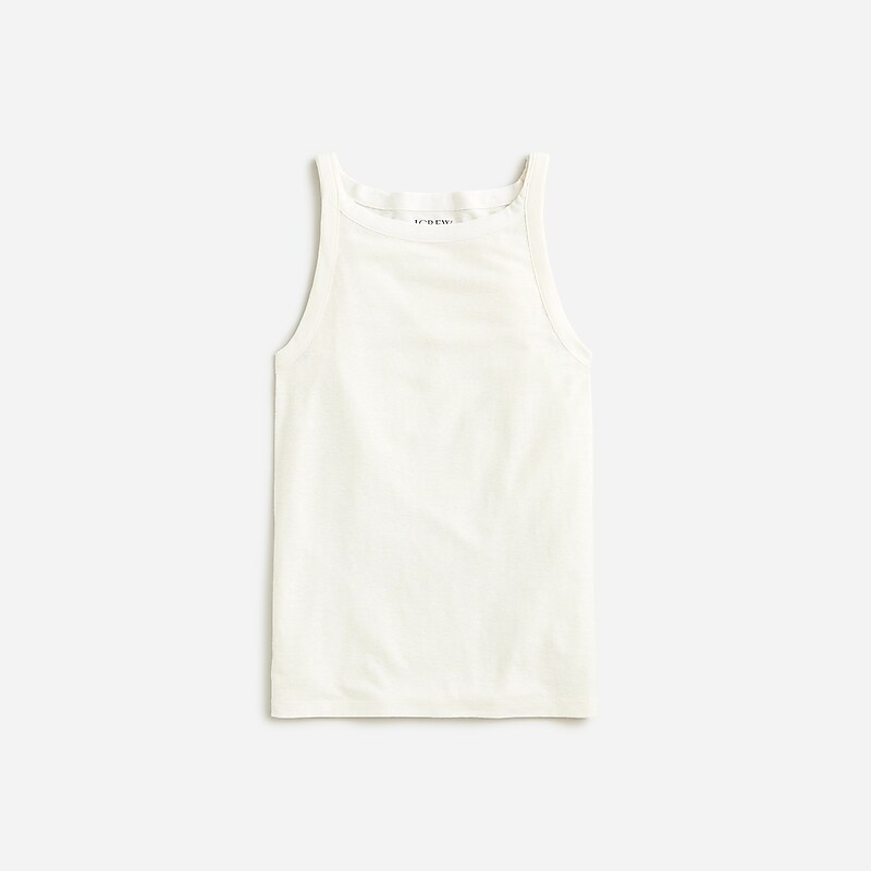 Ivory J.Crew High-neck tank top stretch linen blend | J.Crew Factory | PAGTQ8469