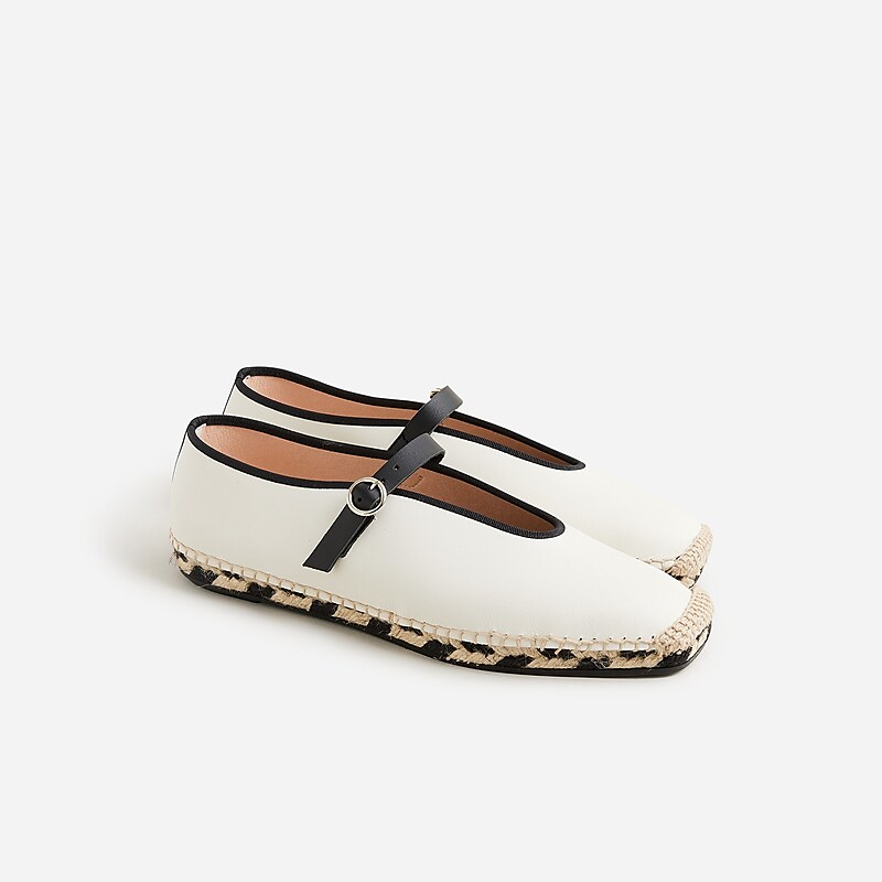 Ivory J.Crew Made-in-Spain Mary Jane espadrilles in leather | J.Crew Factory | BYDWQ1375