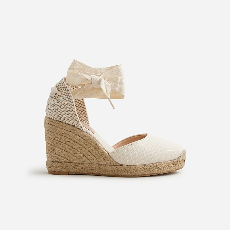 Ivory J.Crew Made-in-Spain lace-up high-heel espadrilles | J.Crew Factory | VHRNW4351