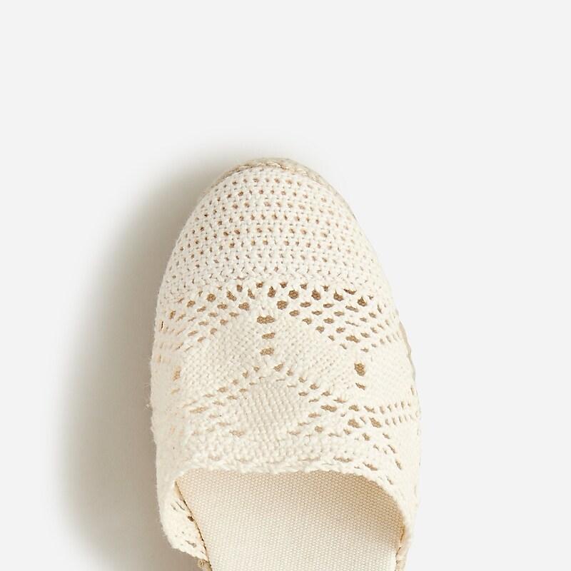 Ivory J.Crew Made-in-Spain lace-up midheel espadrilles with crochet | J.Crew Factory | QJCZB5672