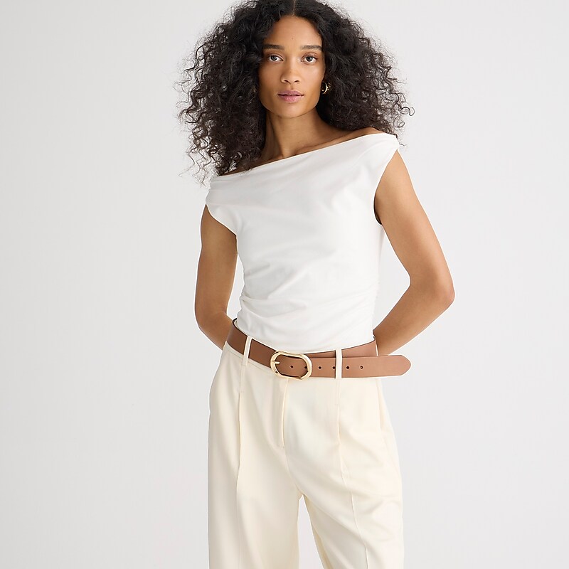 Ivory J.Crew Off-the-shoulder tank top in stretch cotton blend | J.Crew Factory | HDZYN6574