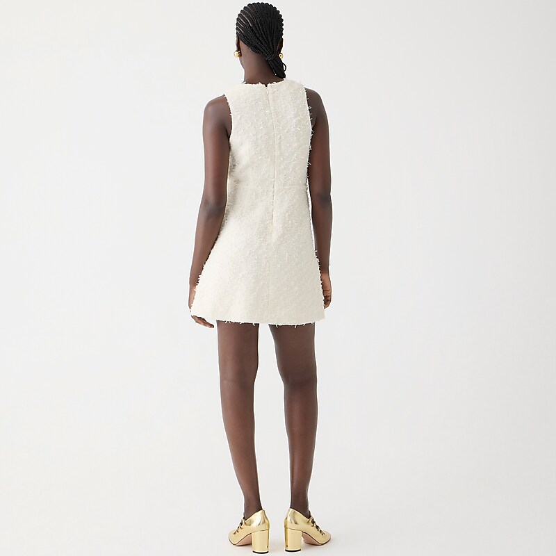 Ivory J.Crew Pleated mini dress in textured tweed | J.Crew Factory | SKJWD6179