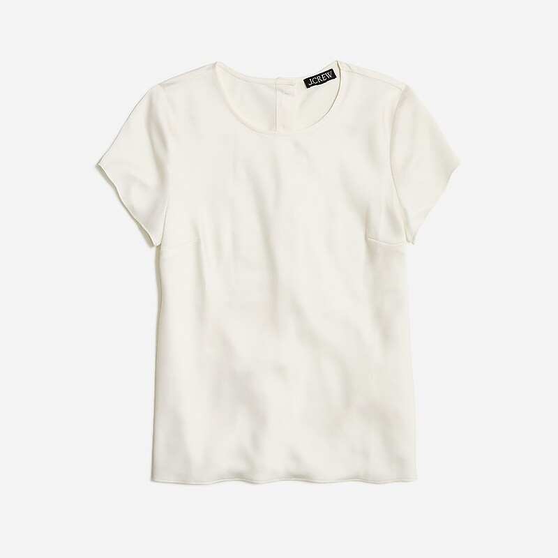 Ivory J.Crew Short-sleeve button-back top in everyday crepe | J.Crew Factory | OPKJT0891