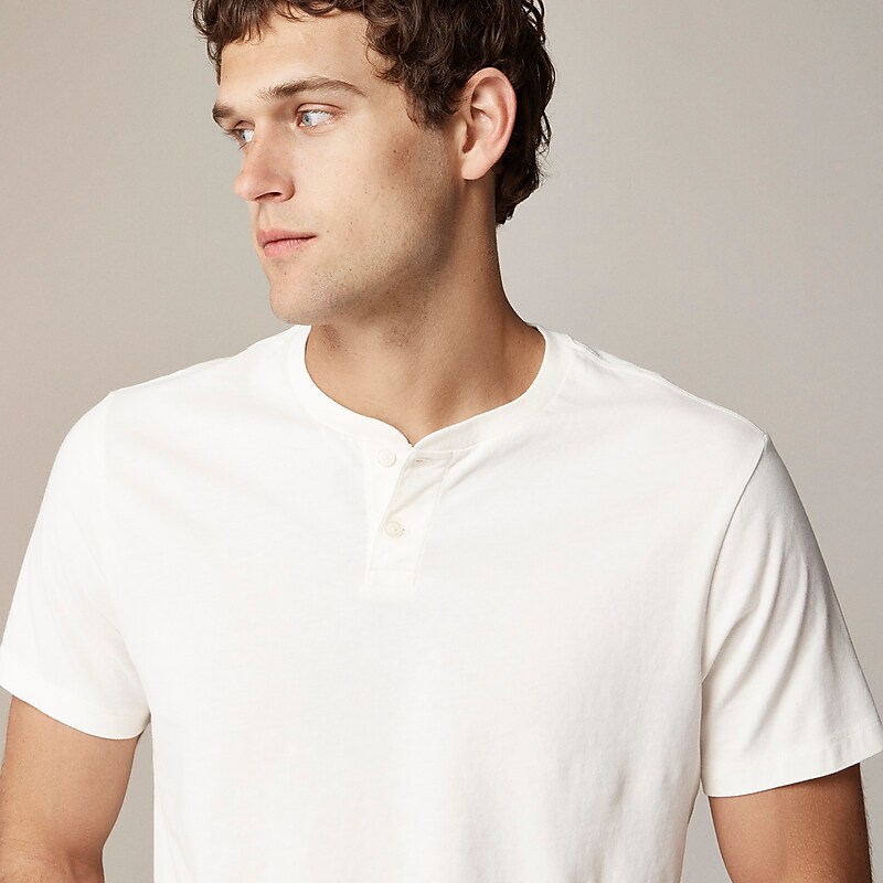 Ivory J.Crew Short-sleeve sueded cotton henley | J.Crew Factory | JRSVC6230