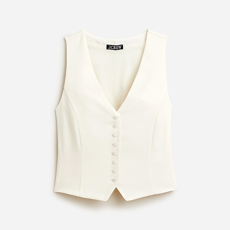 Ivory J.Crew Slim-fit tuxedo vest in city crepe | J.Crew Factory | UWFSO8051