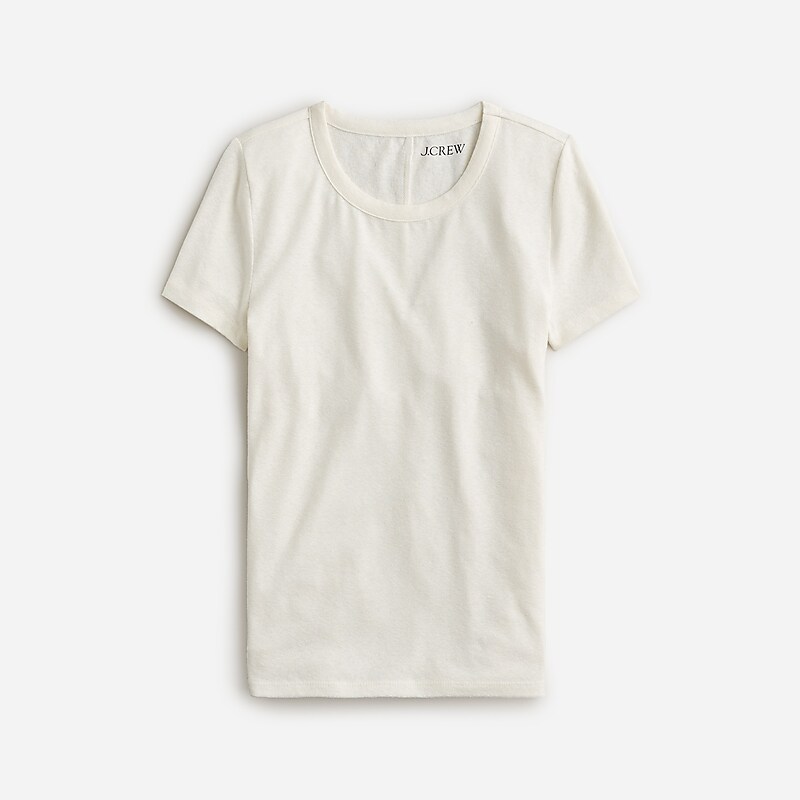 Ivory J.Crew Stretch linen-blend crewneck T-shirt | J.Crew Factory | DXJBZ9041