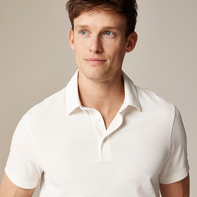 Ivory J.Crew Sueded cotton polo shirt | J.Crew Factory | UZORK7056