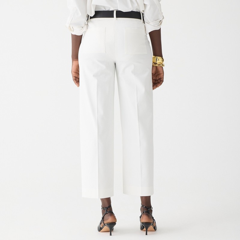 Ivory J.Crew Sydney wide-leg pant in bi-stretch cotton blend | J.Crew Factory | TPRKX8716