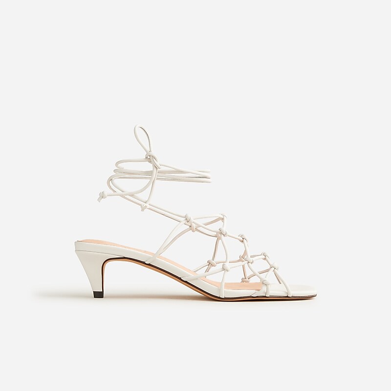 Ivory J.Crew Zadie knotted lace-up kitten heels in metallic leather | J.Crew Factory | JVGBY0794