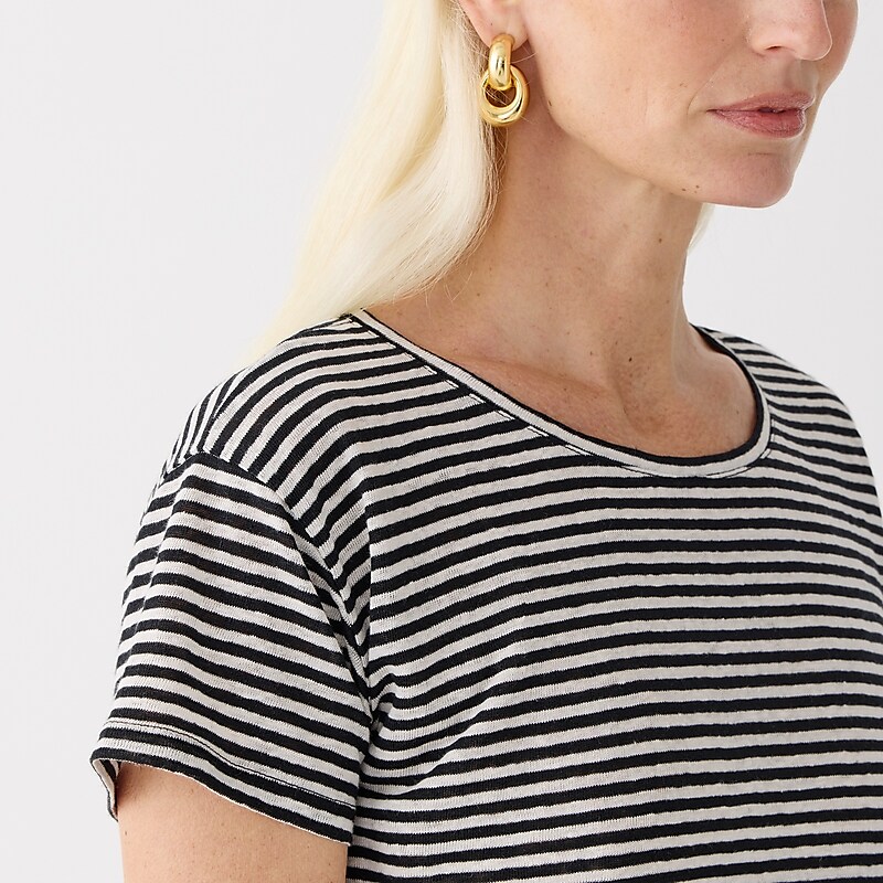 Jade Stripe Black Natur J.Crew Relaxed linen T-shirt | J.Crew Factory | PEONM4635