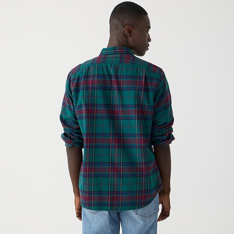 Jaxon Plaid Dk Green Mu J.Crew Midweight flannel workshirt in regenerative cotton | J.Crew Factory | XCPBH9027