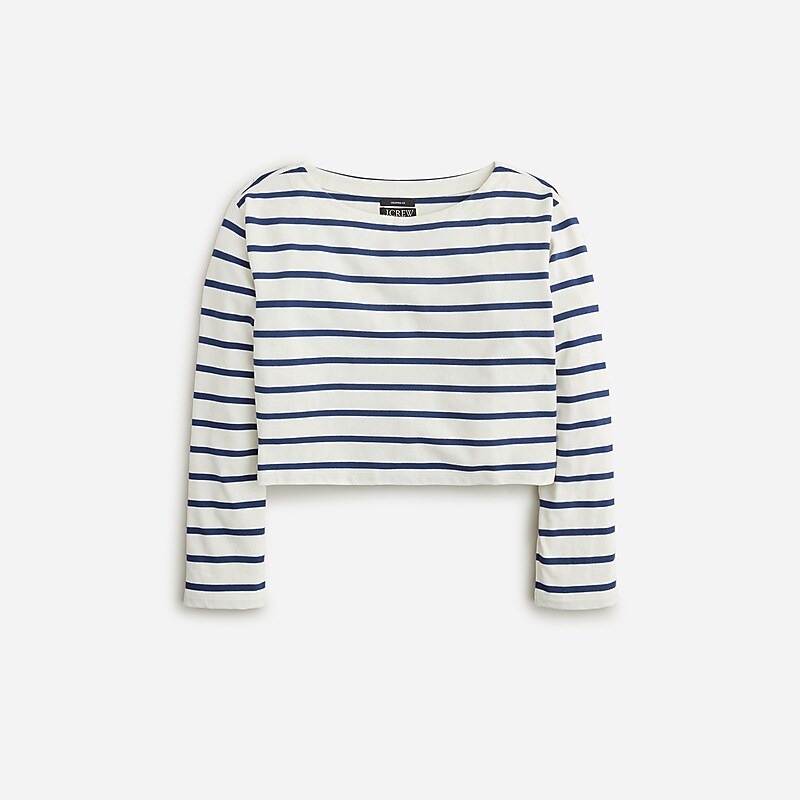 Kara Stripe Ivory Eveni J.Crew Cropped boatneck T-shirt in mariner cotton | J.Crew Factory | HVBGS2570