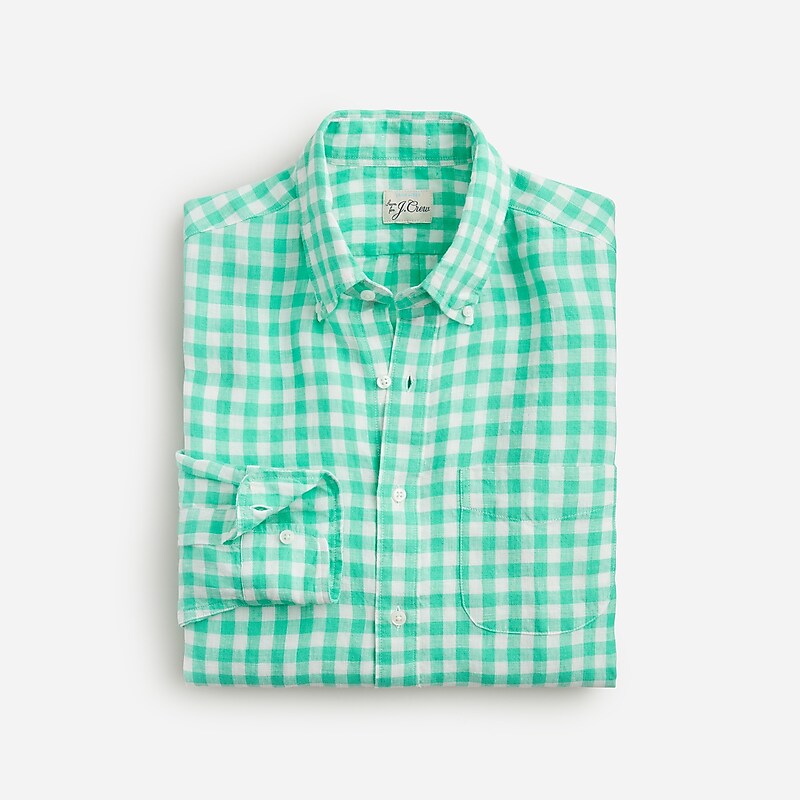 Kells Gingham Aqua J.Crew Baird McNutt Irish linen shirt | J.Crew Factory | CNGBL6173