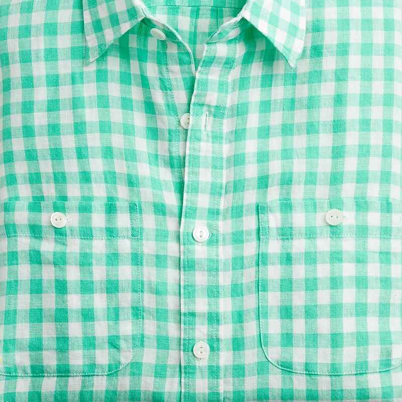 Kells Gingham Aqua J.Crew Baird McNutt Irish linen two-pocket workshirt | J.Crew Factory | FTUGQ1926