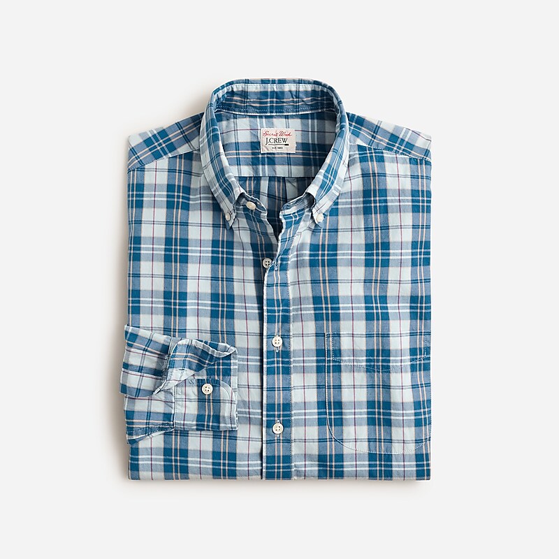 Kevin Plaid Blue Grey J.Crew Secret Wash cotton poplin shirt | J.Crew Factory | JXFZO1504