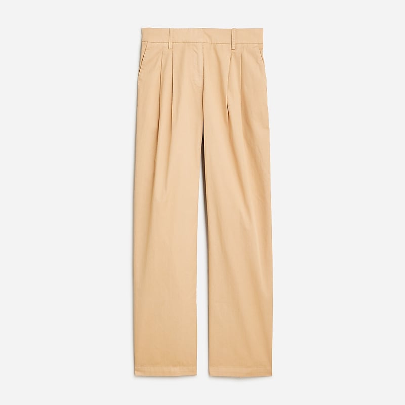 Khaki J.Crew Wide-leg essential pant in cotton poplin | J.Crew Factory | TQRVN0145