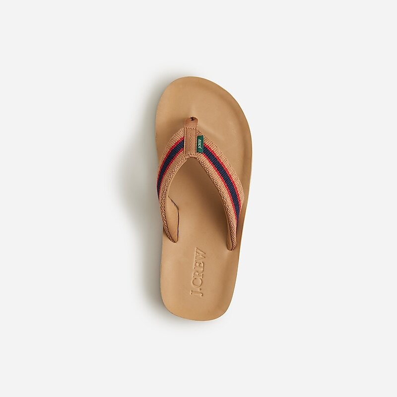 Khaki Multi Stripe J.Crew Striped flip-flops | J.Crew Factory | YVXNZ1853