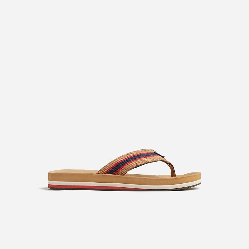 Khaki Multi Stripe J.Crew Striped flip-flops | J.Crew Factory | YVXNZ1853