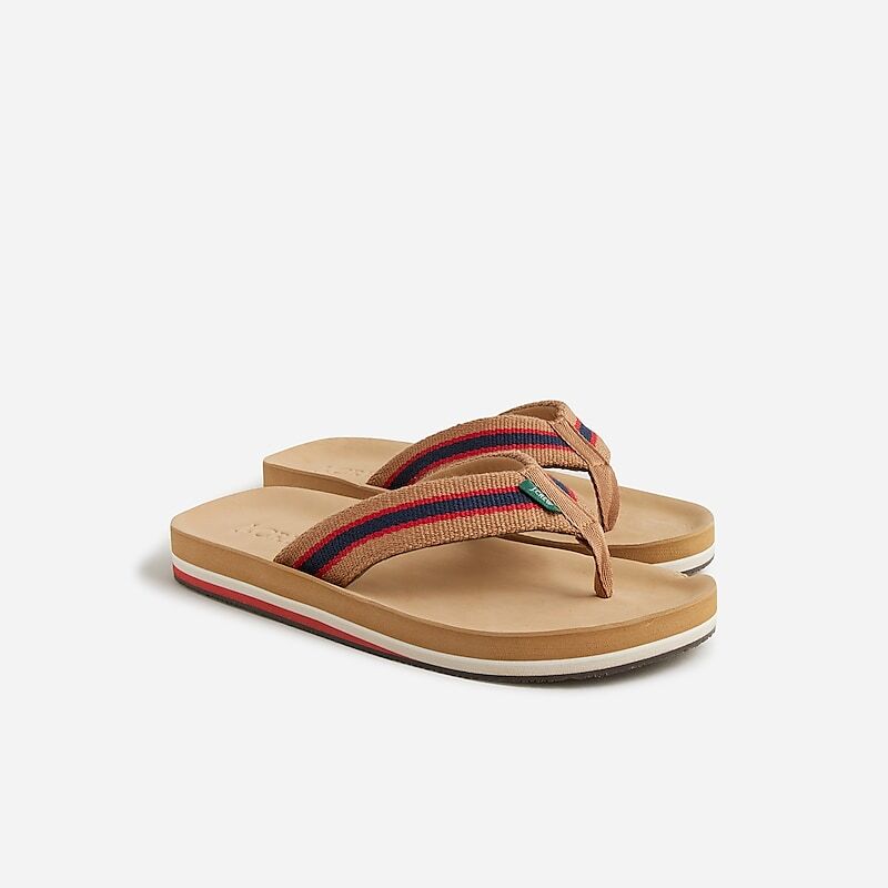 Khaki Multi Stripe J.Crew Striped flip-flops | J.Crew Factory | YVXNZ1853