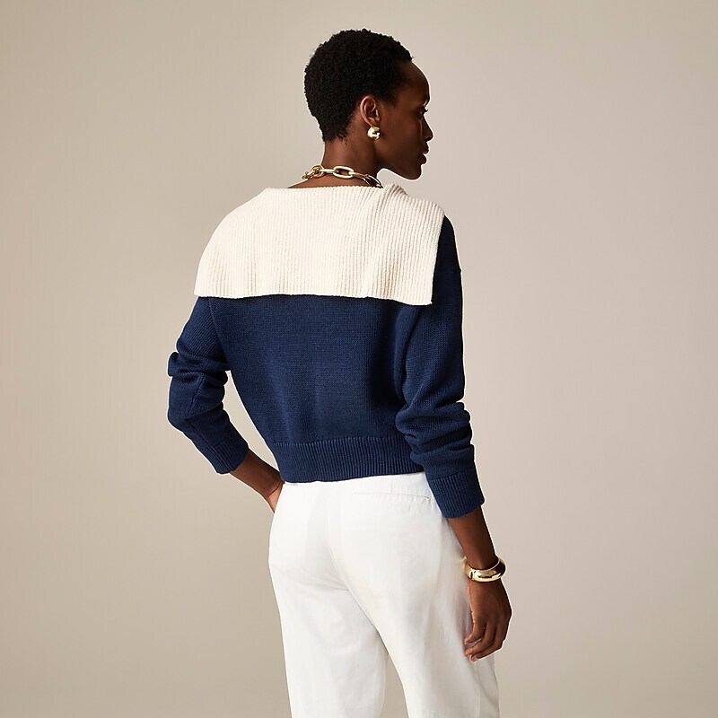 Khaki Navy J.Crew Sailor-collar pullover sweater | J.Crew Factory | JTUBO7250