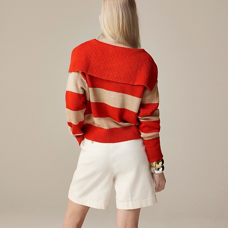 Khaki Red J.Crew Sailor-collar pullover sweater | J.Crew Factory | VOTQX4097