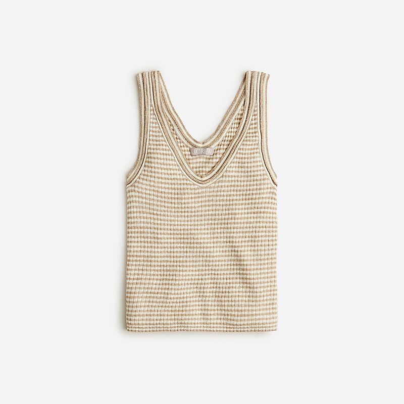 Khaki White Ivory J.Crew Merino-linen blend sweater-tank | J.Crew Factory | FNPMD7051