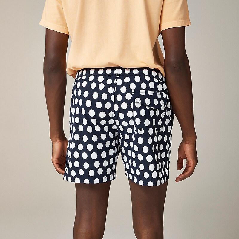 Large Polka Dot Navy Wh J.Crew 6'' stretch swim trunk with ECONYL® nylon | J.Crew Factory | SQKBZ8735