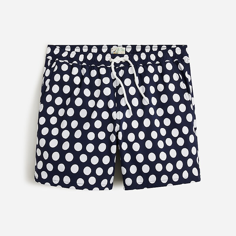 Large Polka Dot Navy Wh J.Crew 6\'\' stretch swim trunk with ECONYL® nylon | J.Crew Factory | SQKBZ8735