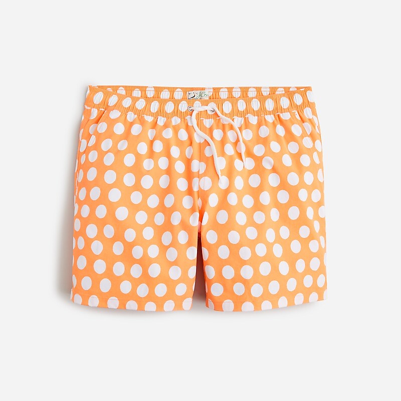 Large Polka Dot Orange J.Crew 6\'\' stretch swim trunk with ECONYL® nylon | J.Crew Factory | FYKRW4123