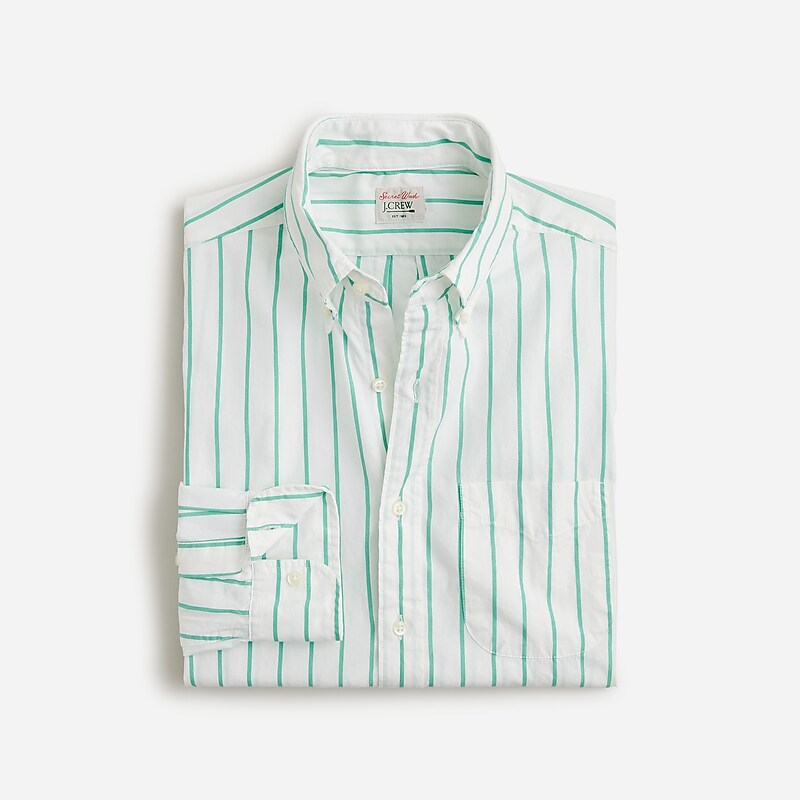 Laurent White Green J.Crew Secret Wash cotton poplin shirt | J.Crew Factory | KWPMB6547