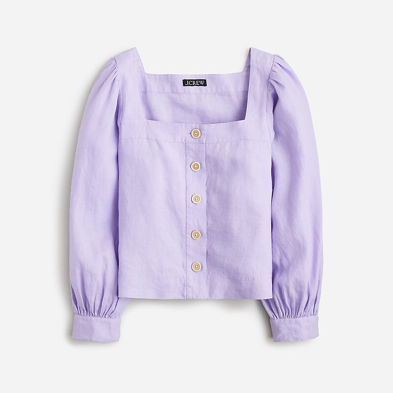 Lavender Jade J.Crew Squareneck button-up top in linen | J.Crew Factory | XPTWC7120